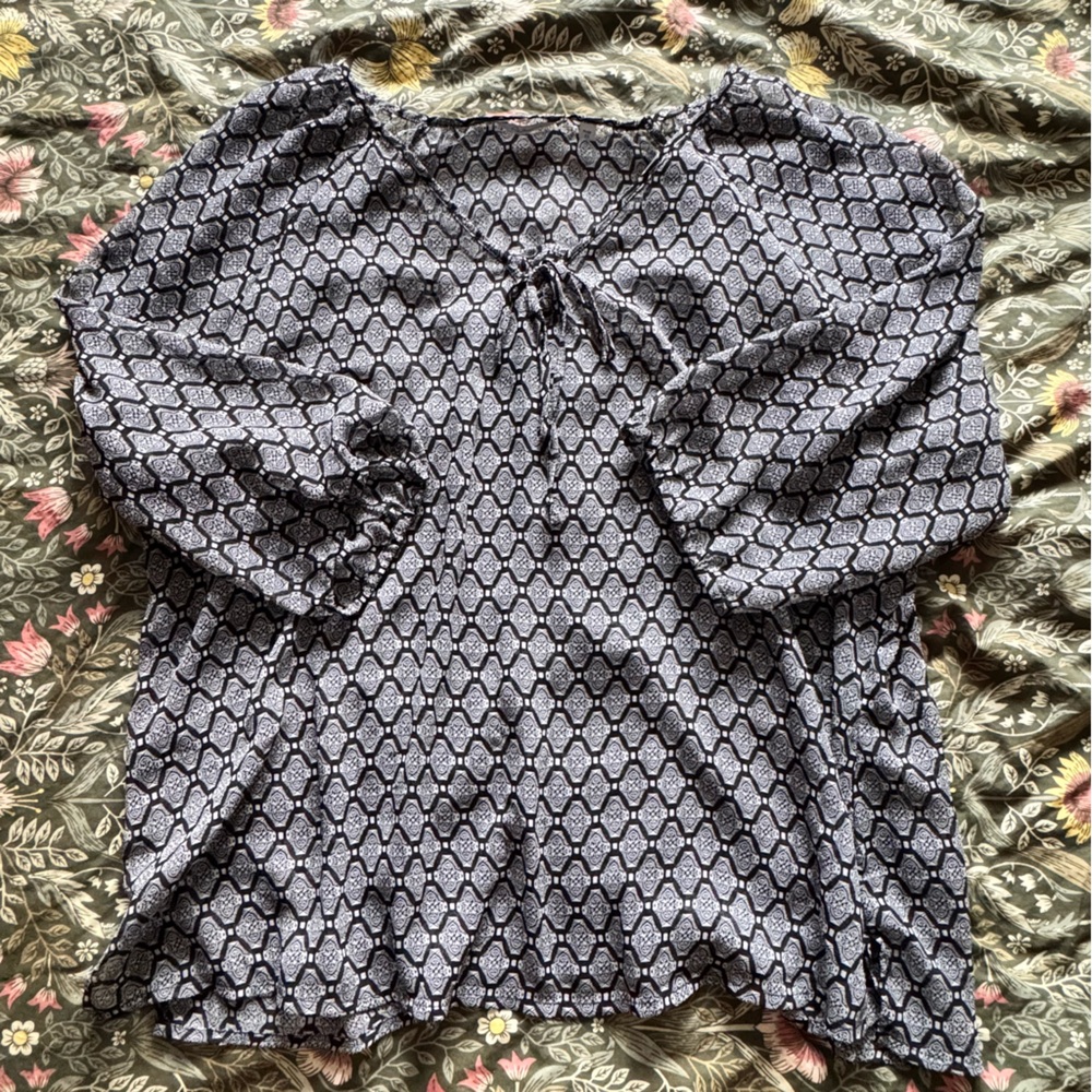 Reitman’s sheer patterned blouse